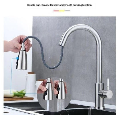304 Stainless Steel Pull-Down Kitchen Faucet (Home Use)