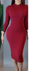 Long Sleeve Solid Color Dress for Women Nightclub