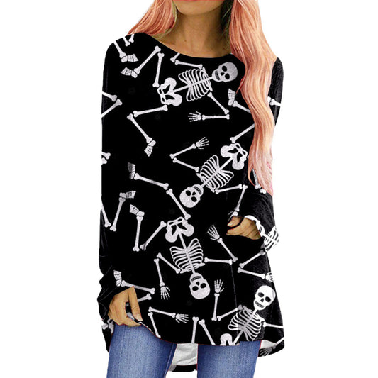 Halloween Printed Long-Sleeved T-Shirt for Women