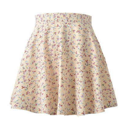 Floral High Waist Chiffon Umbrella Skirt for Women
