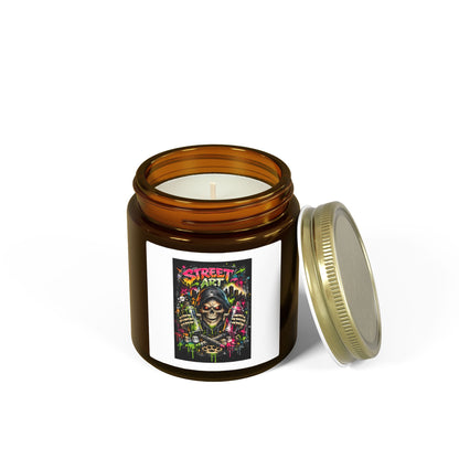 Street Art Skull Scented Candle — Coconut Apricot Wax (4oz, 9oz)