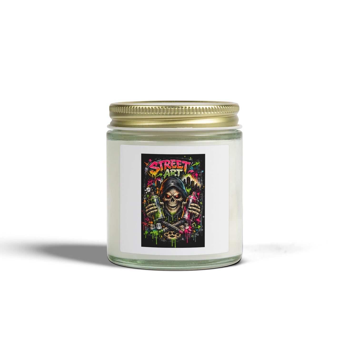 Street Art Skull Scented Candle — Coconut Apricot Wax (4oz, 9oz)