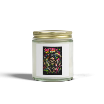 Street Art Skull Scented Candle — Coconut Apricot Wax (4oz, 9oz)