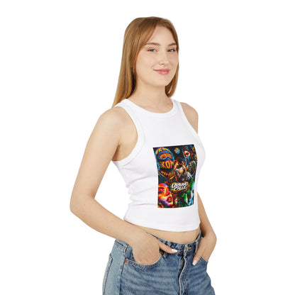 Urbano Calle Graphic Racer Tank Top — Edgy Street Art Crop Top