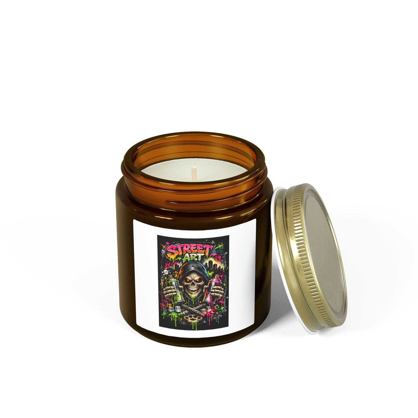 Street Art Skull Scented Candle — Coconut Apricot Wax (4oz, 9oz)
