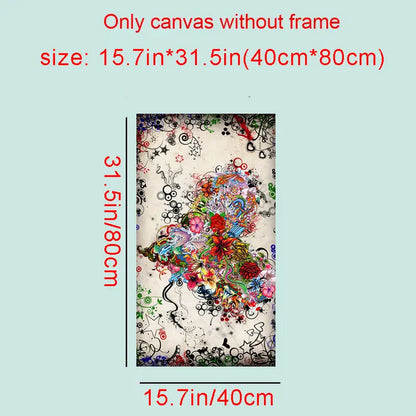 Colorful Heart Flowers Canvas Print Wall Art (No Frame)
