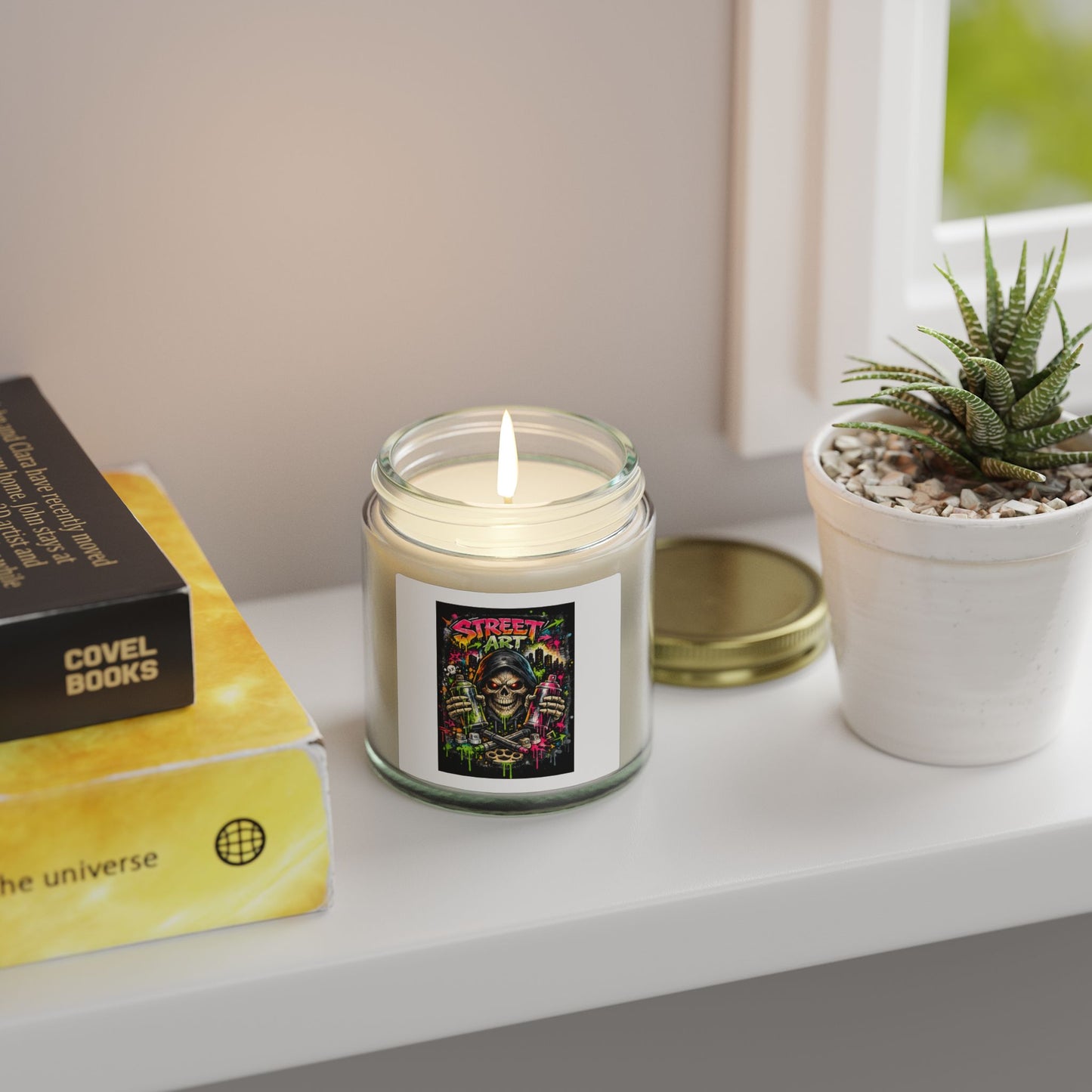 Street Art Skull Scented Candle — Coconut Apricot Wax (4oz, 9oz)