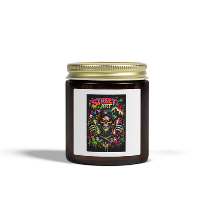 Street Art Skull Scented Candle — Coconut Apricot Wax (4oz, 9oz)