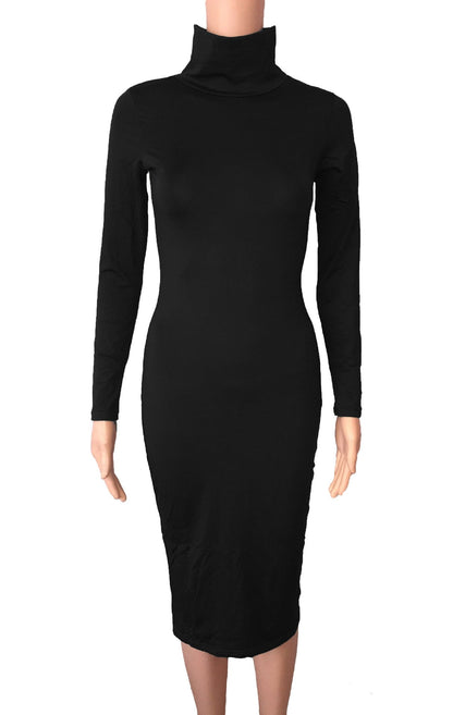 Long Sleeve Solid Color Dress for Women Nightclub