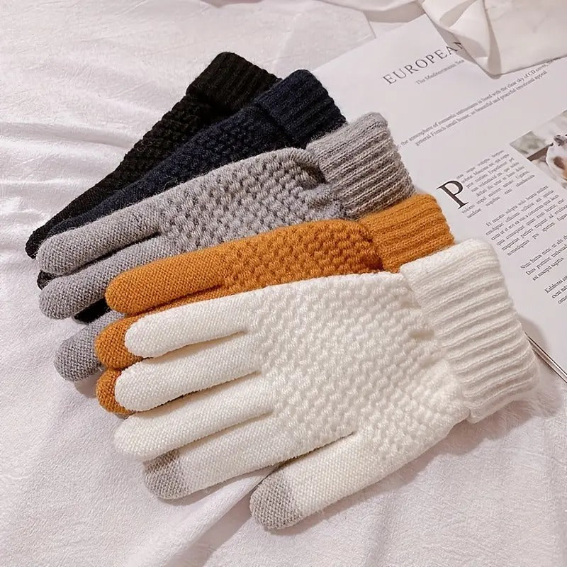 Knit Thermal Woolen Touch Screen Gloves for Winter Sports