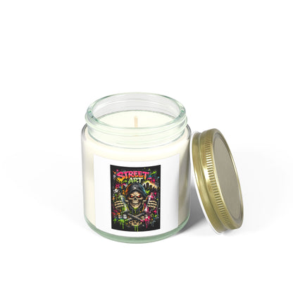 Street Art Skull Scented Candle — Coconut Apricot Wax (4oz, 9oz)