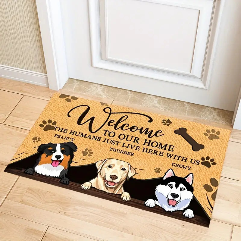 Cartoon Dog Design Velvet Absorbent Door Mat