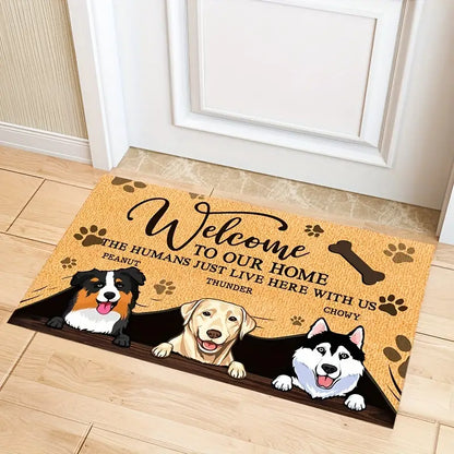 Cartoon Dog Design Velvet Absorbent Door Mat