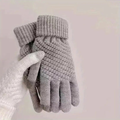 Knit Thermal Woolen Touch Screen Gloves for Winter Sports