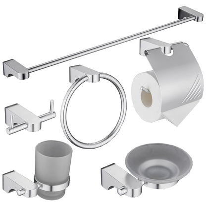 Aluminum Bathroom Accessory Set with Towel Rack and Hooks