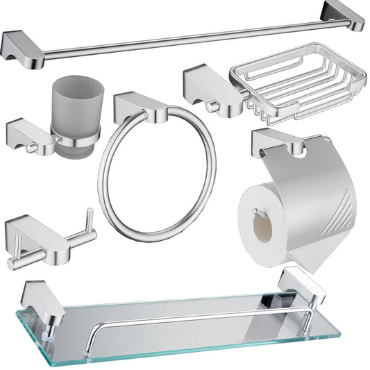 Aluminum Bathroom Accessory Set with Towel Rack and Hooks