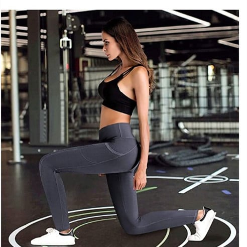 High-Waist Sports Trousers with Pockets for Fitness