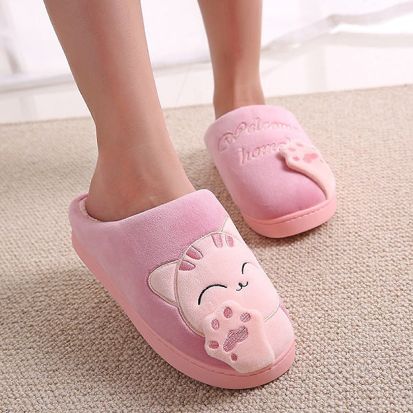 Cartoon Cat Women's Winter Home Slippers