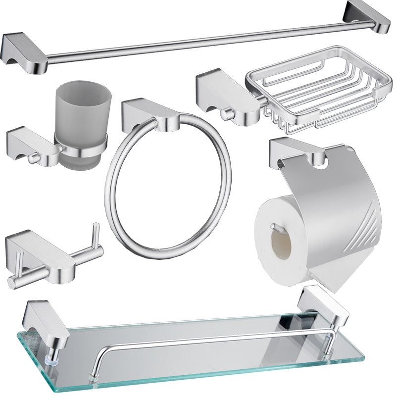 Aluminum Bathroom Accessory Set with Towel Rack and Hooks