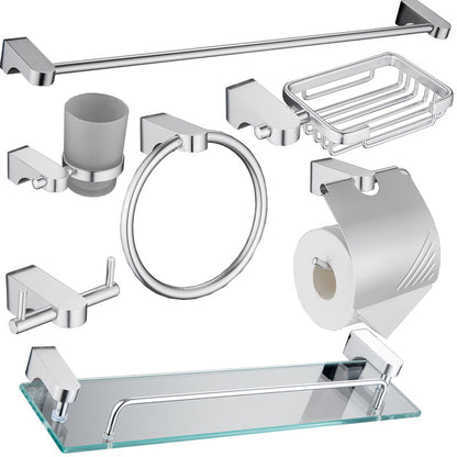Aluminum Bathroom Accessory Set with Towel Rack and Hooks
