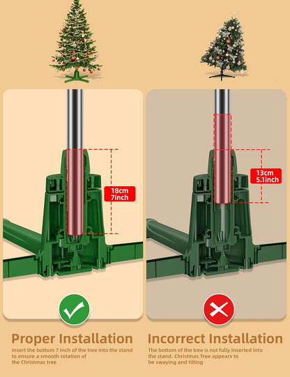 360-Dgree Rotating Christmas Tree Stand for up to 9Ft & 120Lb Artificial Trees, 4 Built-In Power Outlets Base with Remote Control, Sturdy Revolving Holder for 7.5Ft Xmas Tree