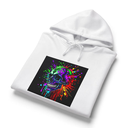 Colorful Skull Hoodie — Neon Paint Splash Skull Graphic Hoodie