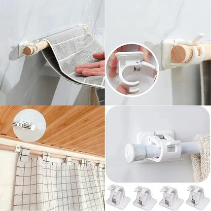 Adhesive Telescopic Rod Clip Holder for Curtains