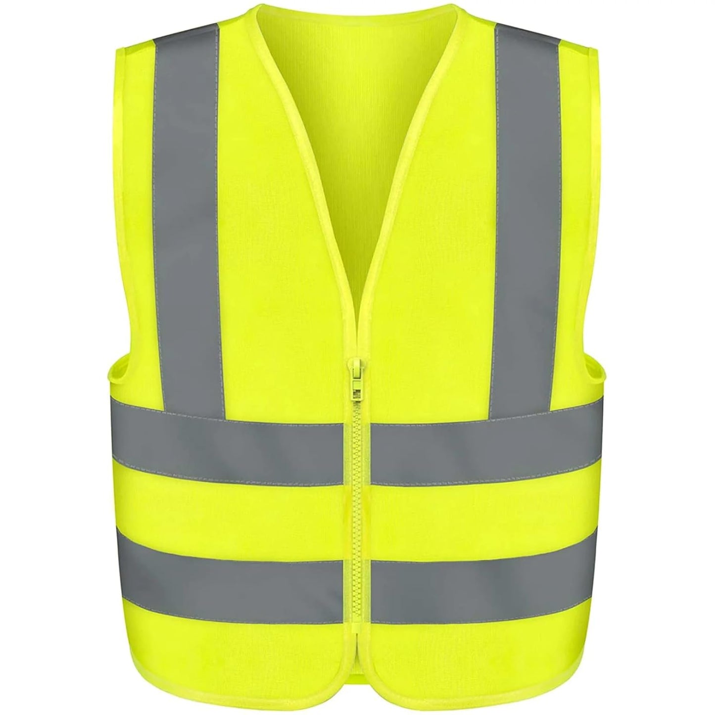 High Visibility Safety Vest ANSI Class 2, No Pocket, Neon Yellow, Large (L)