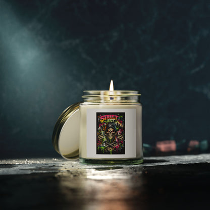 Street Art Skull Scented Candle — Coconut Apricot Wax (4oz, 9oz)