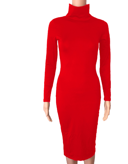 Long Sleeve Solid Color Dress for Women Nightclub