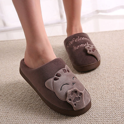 Cartoon Cat Women's Winter Home Slippers