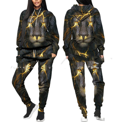 Printed Sports Fitness Hooded Sweater Set