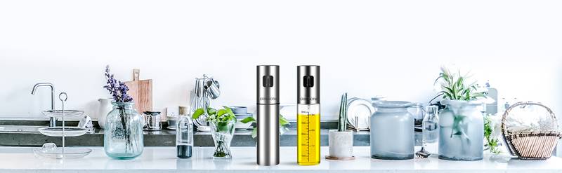 Stainless Steel Oil Spray Bottle with Funnel and Brush