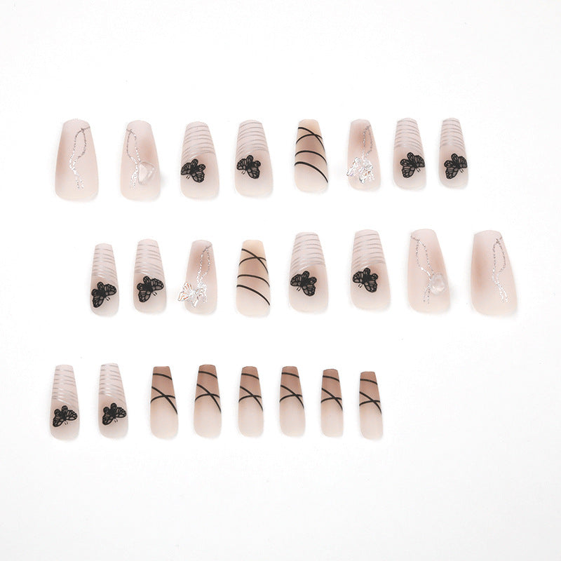 Gradient Black Butterfly Swoosh Wearable Nail Art