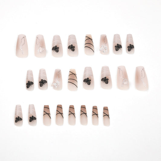 Gradient Black Butterfly Swoosh Wearable Nail Art