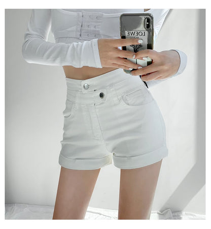 High-Waisted A-Line Denim Hot Pants for Girls