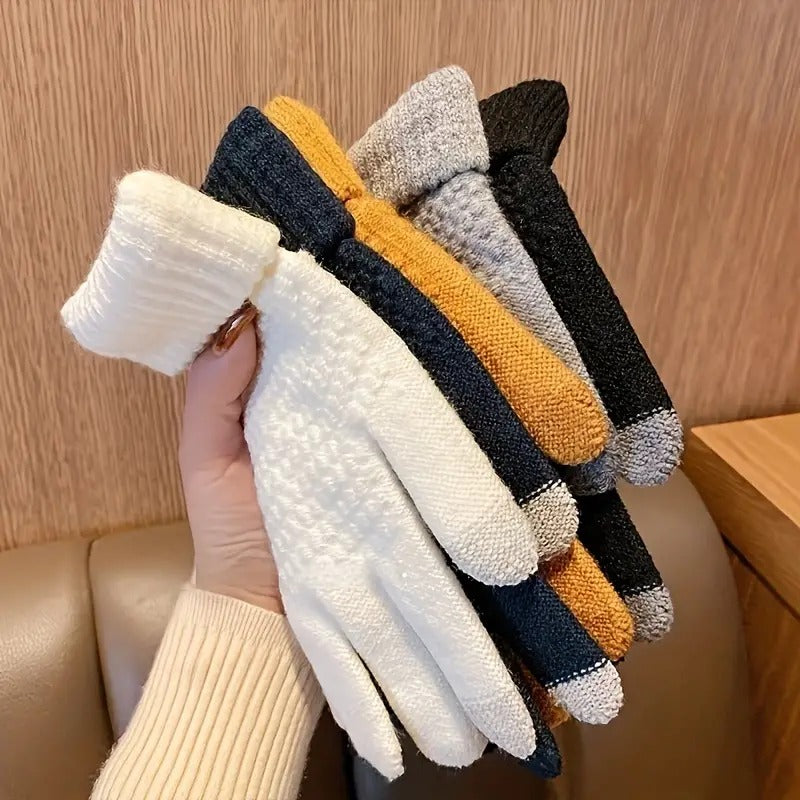 Knit Thermal Woolen Touch Screen Gloves for Winter Sports