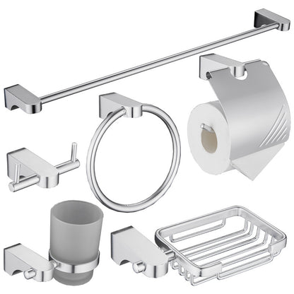 Aluminum Bathroom Accessory Set with Towel Rack and Hooks