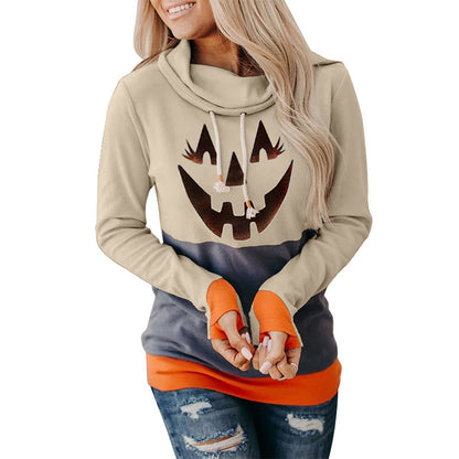 Thumb Pullover Round Neck Long Sleeve Women's Top
