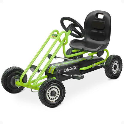 Kids Pedal Go Kart, 4 Wheel Bike Cart, Ride for Ages 4-8, Green- Outdoor Bicycle Karts with Plastic Wheels for Boys and Girls