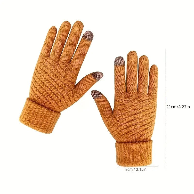 Knit Thermal Woolen Touch Screen Gloves for Winter Sports