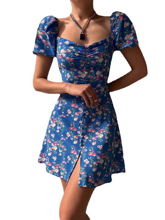 V-neck Buttoned Short Skirt for Women