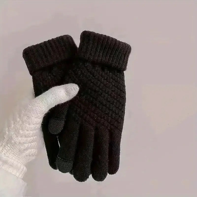 Knit Thermal Woolen Touch Screen Gloves for Winter Sports
