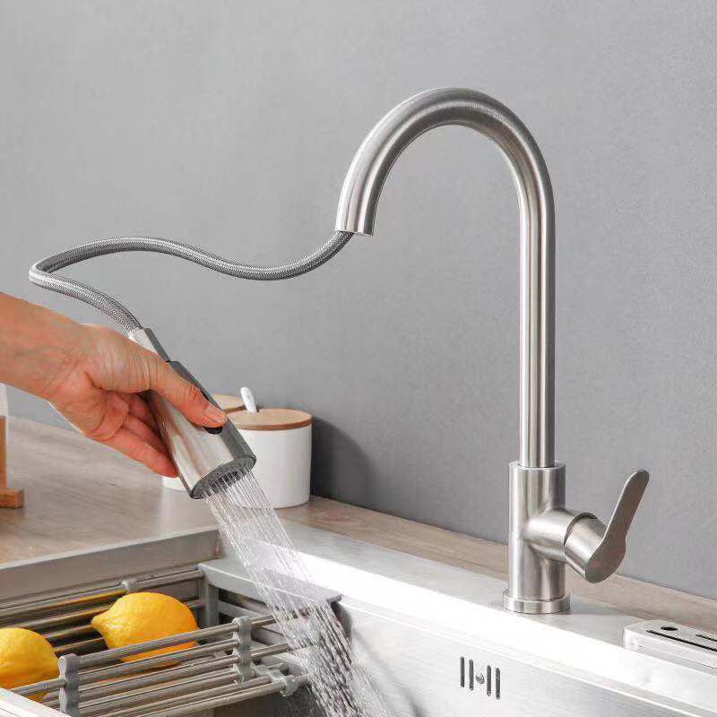 304 Stainless Steel Pull-Down Kitchen Faucet (Home Use)