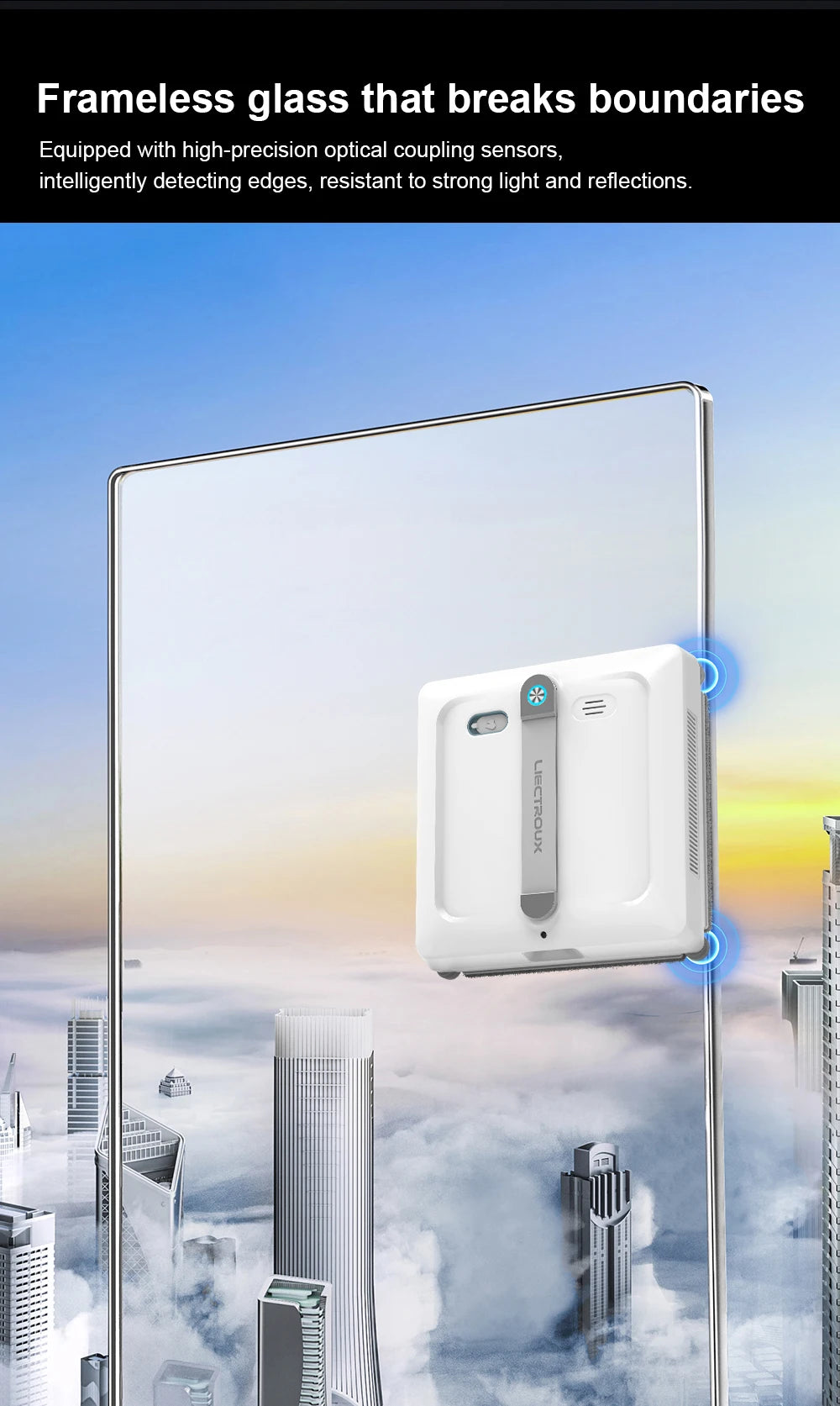 2026 Robot Window Vacuum Cleaner Liectroux S9, 10000Pa,2 Roller Brush,6-Way Water Spray,APP Control,Smart Glass Wall Cleaning