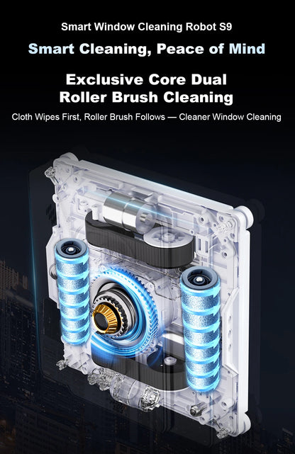 2026 Robot Window Vacuum Cleaner Liectroux S9, 10000Pa,2 Roller Brush,6-Way Water Spray,APP Control,Smart Glass Wall Cleaning