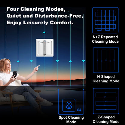 2026 Robot Window Vacuum Cleaner Liectroux S9, 10000Pa,2 Roller Brush,6-Way Water Spray,APP Control,Smart Glass Wall Cleaning