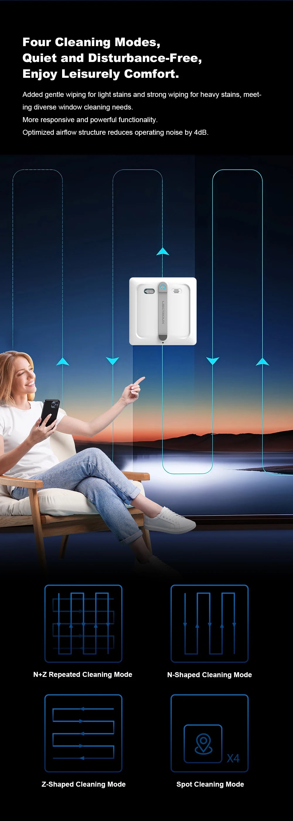 2026 Robot Window Vacuum Cleaner Liectroux S9, 10000Pa,2 Roller Brush,6-Way Water Spray,APP Control,Smart Glass Wall Cleaning