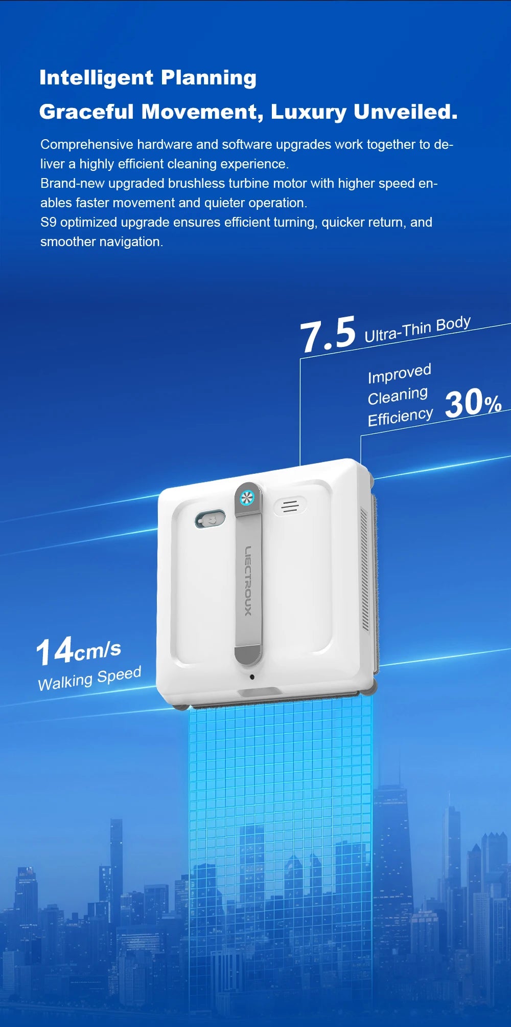 2026 Robot Window Vacuum Cleaner Liectroux S9, 10000Pa,2 Roller Brush,6-Way Water Spray,APP Control,Smart Glass Wall Cleaning
