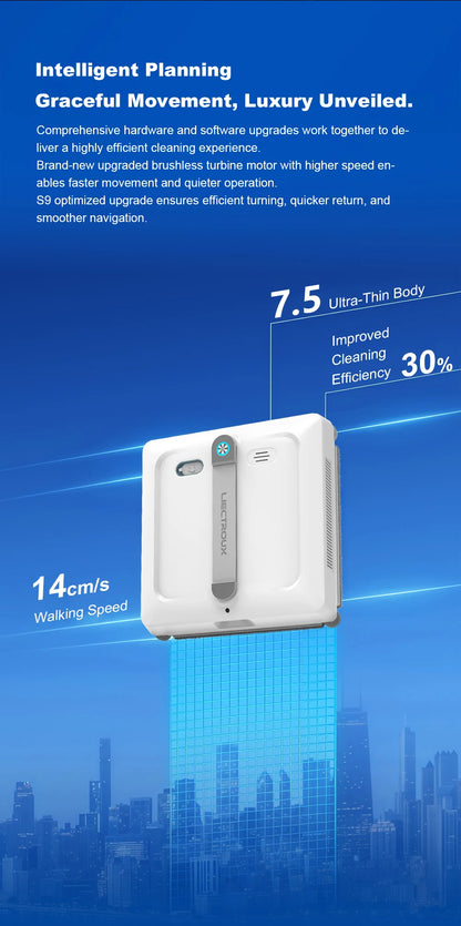 2026 Robot Window Vacuum Cleaner Liectroux S9, 10000Pa,2 Roller Brush,6-Way Water Spray,APP Control,Smart Glass Wall Cleaning